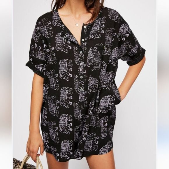 Intimately by Free People romper oversized xs womens print boho casual y2k lace - Picture 5 of 11